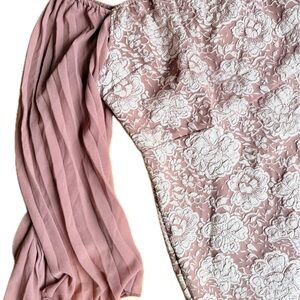 Dusty Rose- Mauve and brocade dress with open light weight sleeves